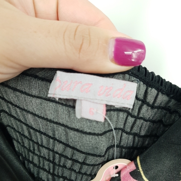 NEW Pura Vida Satin Maxi Dress Women's 6 Black Red Colorful Sexy Strappy Flowy - Picture 8 of 10